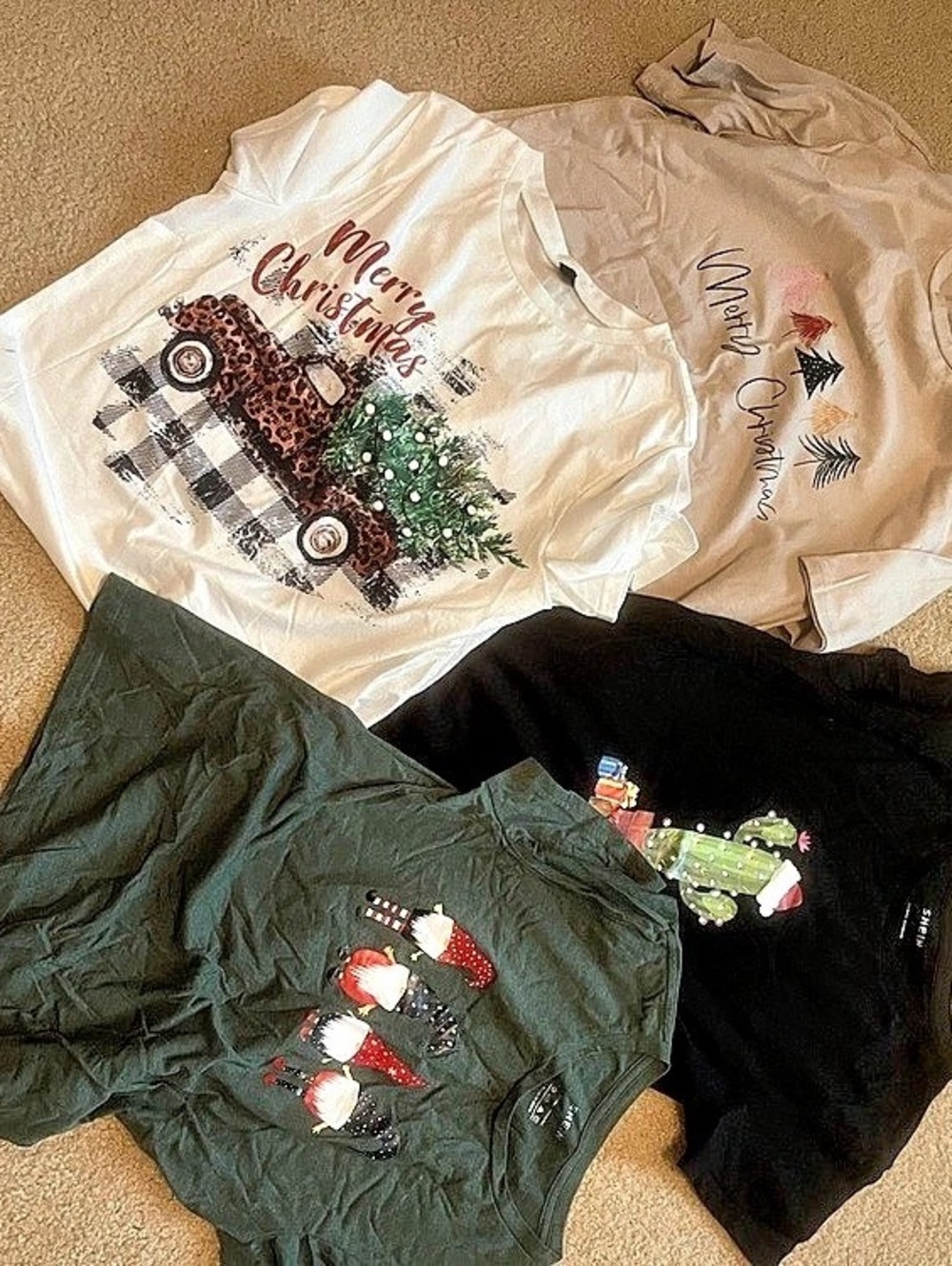 Lot of 4 shirts SHEIN Graphic Christmas T-Shirt Bundle